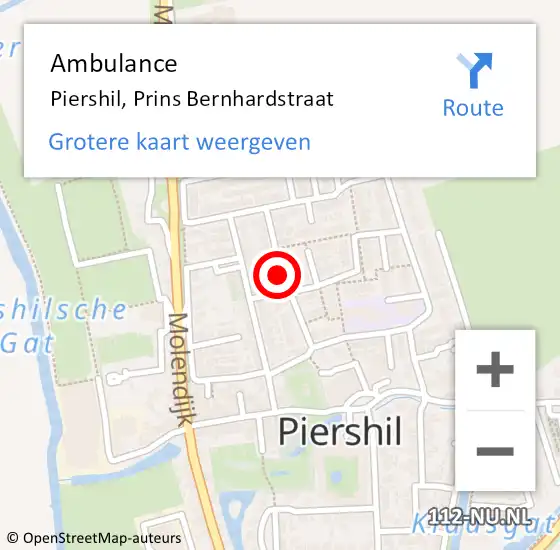 Locatie op kaart van de 112 melding: Ambulance Piershil, Prins Bernhardstraat op 7 april 2019 16:17