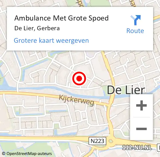 Locatie op kaart van de 112 melding: Ambulance Met Grote Spoed Naar De Lier, Gerbera op 26 september 2013 21:14