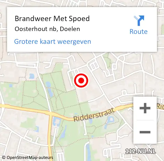 Locatie op kaart van de 112 melding: Brandweer Met Spoed Naar Oosterhout nb, Doelen op 7 april 2019 17:43