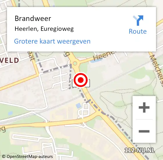 Locatie op kaart van de 112 melding: Brandweer Heerlen, Euregioweg op 7 april 2019 18:53