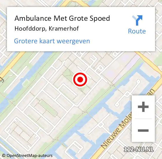 Locatie op kaart van de 112 melding: Ambulance Met Grote Spoed Naar Hoofddorp, Kramerhof op 7 april 2019 19:51