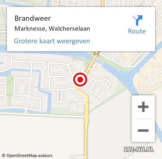 Locatie op kaart van de 112 melding: Brandweer Marknesse, Walcherselaan op 8 april 2019 02:08
