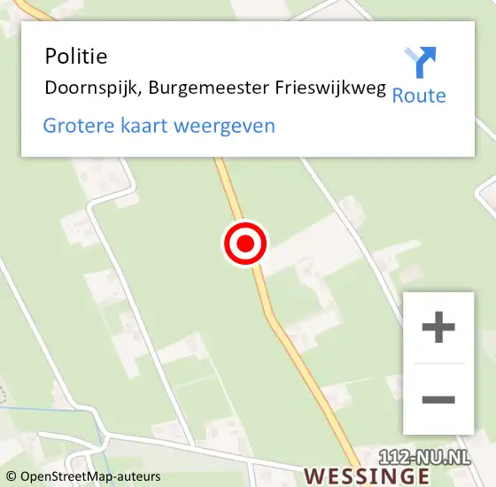 Locatie op kaart van de 112 melding: Politie Doornspijk, Burgemeester Frieswijkweg op 8 april 2019 07:06