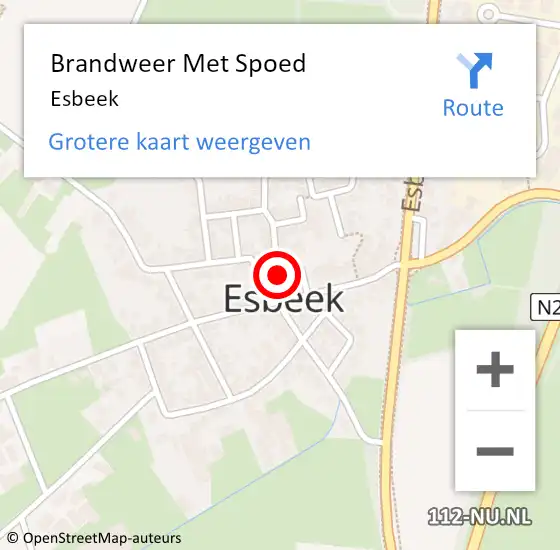 Locatie op kaart van de 112 melding: Brandweer Met Spoed Naar Esbeek op 8 april 2019 10:23