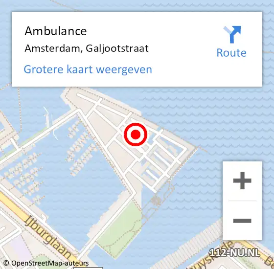 Locatie op kaart van de 112 melding: Ambulance Amsterdam, Galjootstraat op 8 april 2019 10:51