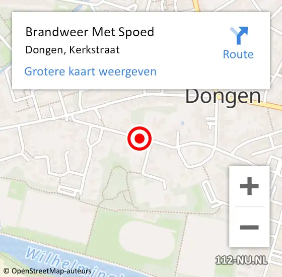 Locatie op kaart van de 112 melding: Brandweer Met Spoed Naar Dongen, Kerkstraat op 8 april 2019 11:44