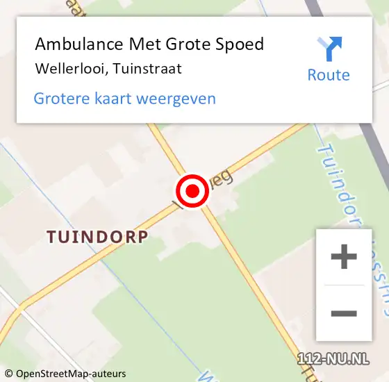 Locatie op kaart van de 112 melding: Ambulance Met Grote Spoed Naar Wellerlooi, Tuinstraat op 8 april 2019 13:51