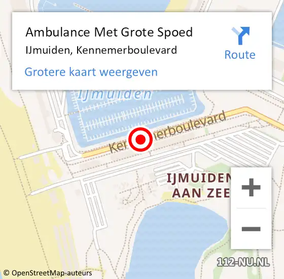 Locatie op kaart van de 112 melding: Ambulance Met Grote Spoed Naar IJmuiden, Kennemerboulevard op 8 april 2019 14:15