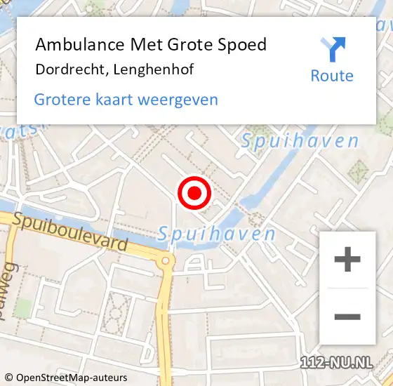 Locatie op kaart van de 112 melding: Ambulance Met Grote Spoed Naar Dordrecht, Lenghenhof op 8 april 2019 15:45