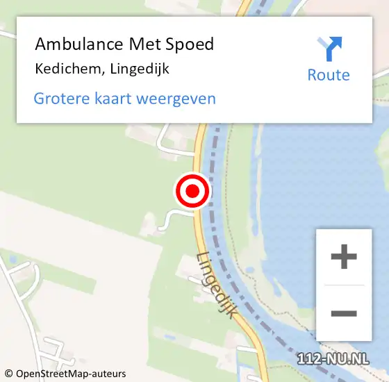 Locatie op kaart van de 112 melding: Ambulance Met Spoed Naar Kedichem, Lingedijk op 8 april 2019 16:42