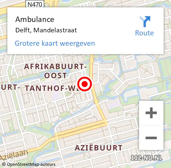 Locatie op kaart van de 112 melding: Ambulance Delft, Mandelastraat op 8 april 2019 18:03