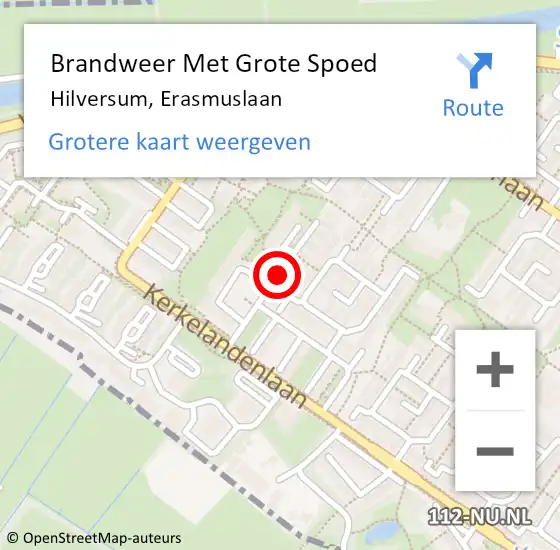 Locatie op kaart van de 112 melding: Brandweer Met Grote Spoed Naar Hilversum, Erasmuslaan op 8 april 2019 22:33