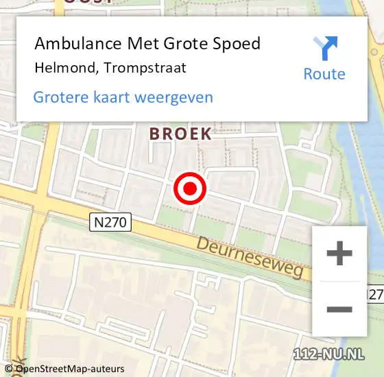 Locatie op kaart van de 112 melding: Ambulance Met Grote Spoed Naar Helmond, Trompstraat op 8 april 2019 23:49