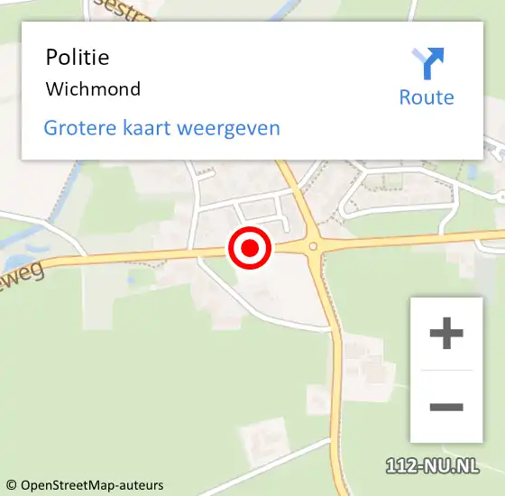 Locatie op kaart van de 112 melding: Politie Wichmond op 9 april 2019 00:23