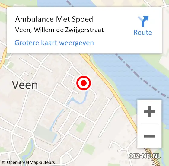 Locatie op kaart van de 112 melding: Ambulance Met Spoed Naar Veen, Willem de Zwijgerstraat op 9 april 2019 01:22