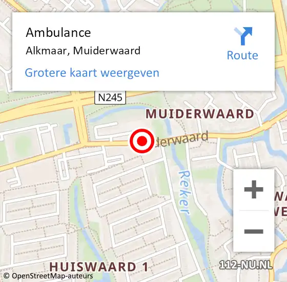 Locatie op kaart van de 112 melding: Ambulance Alkmaar, Muiderwaard op 9 april 2019 09:50