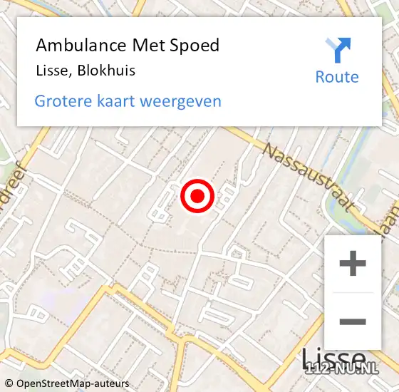 Locatie op kaart van de 112 melding: Ambulance Met Spoed Naar Lisse, Blokhuis op 9 april 2019 10:08