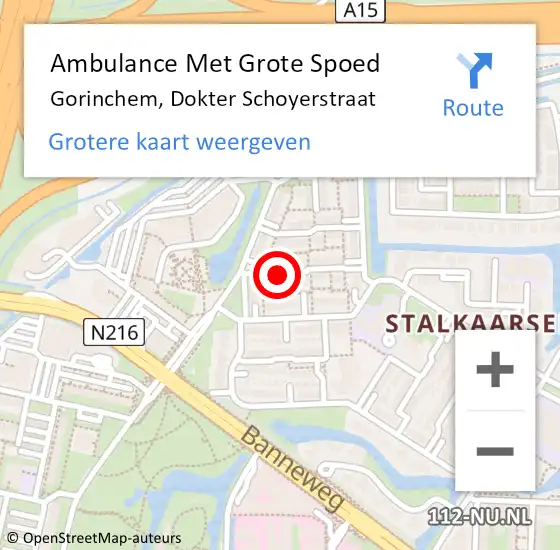 Locatie op kaart van de 112 melding: Ambulance Met Grote Spoed Naar Gorinchem, Dokter Schoyerstraat op 9 april 2019 10:13