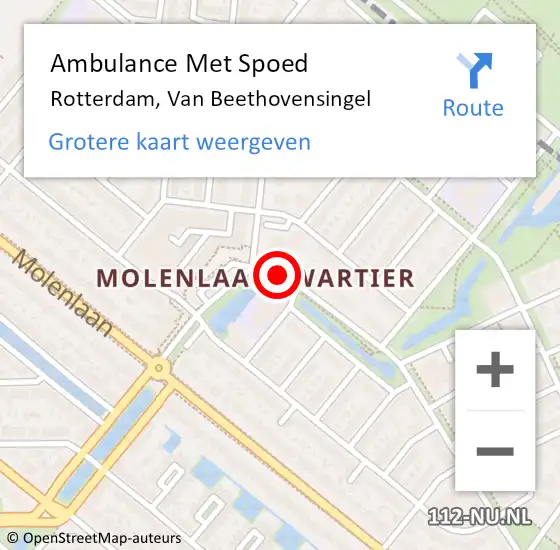 Locatie op kaart van de 112 melding: Ambulance Met Spoed Naar Rotterdam, Van Beethovensingel op 9 april 2019 11:21