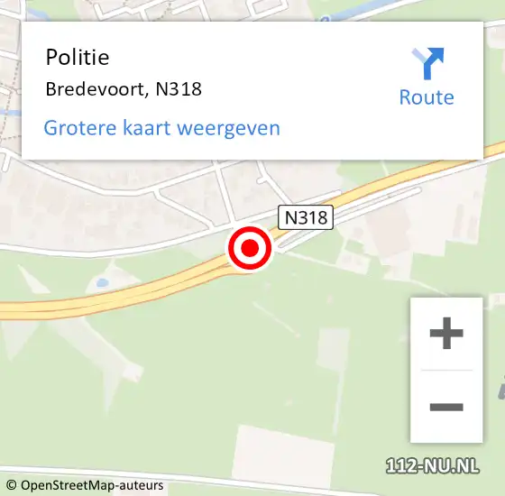 Locatie op kaart van de 112 melding: Politie Bredevoort, N318 op 9 april 2019 11:42