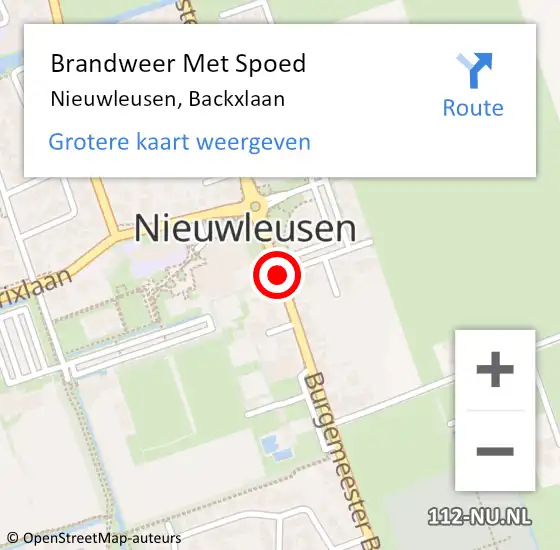 Locatie op kaart van de 112 melding: Brandweer Met Spoed Naar Nieuwleusen, Backxlaan op 9 april 2019 12:36