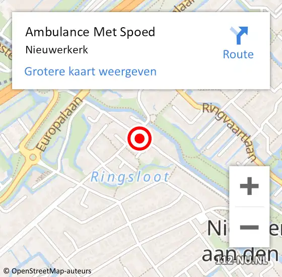Locatie op kaart van de 112 melding: Ambulance Met Spoed Naar Nieuwerkerk op 9 april 2019 13:32