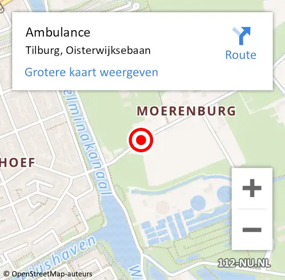 Locatie op kaart van de 112 melding: Ambulance Tilburg, Oisterwijksebaan op 9 april 2019 13:59