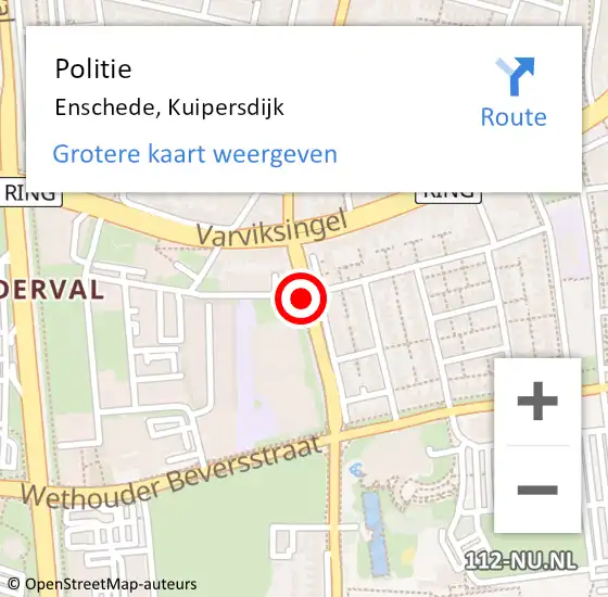 Locatie op kaart van de 112 melding: Politie Enschede, Kuipersdijk op 9 april 2019 14:25