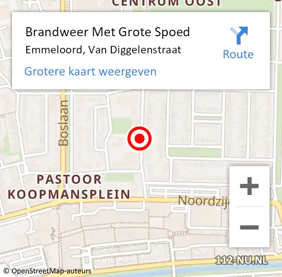 Locatie op kaart van de 112 melding: Brandweer Met Grote Spoed Naar Emmeloord, Van Diggelenstraat op 9 april 2019 16:11
