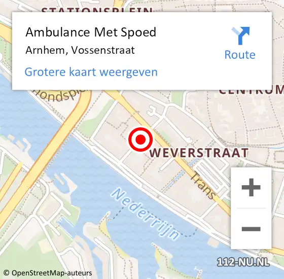 Locatie op kaart van de 112 melding: Ambulance Met Spoed Naar Arnhem, Vossenstraat op 9 april 2019 18:12