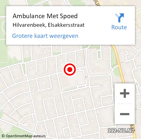 Locatie op kaart van de 112 melding: Ambulance Met Spoed Naar Hilvarenbeek, Elsakkersstraat op 9 april 2019 18:13