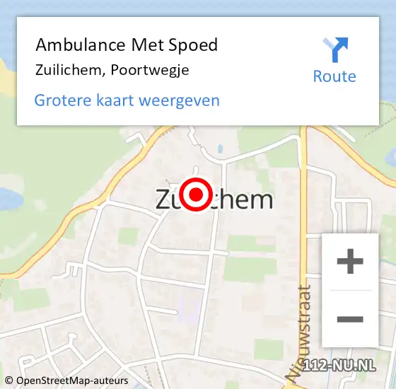 Locatie op kaart van de 112 melding: Ambulance Met Spoed Naar Zuilichem, Poortwegje op 9 april 2019 19:29