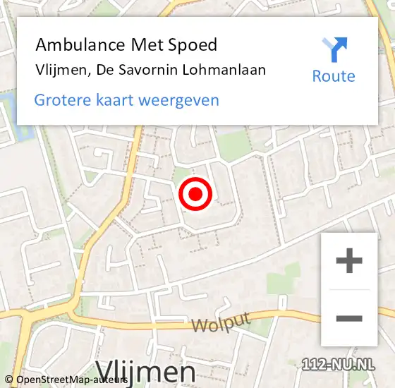 Locatie op kaart van de 112 melding: Ambulance Met Spoed Naar Vlijmen, De Savornin Lohmanlaan op 9 april 2019 23:07