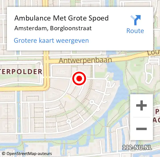 Locatie op kaart van de 112 melding: Ambulance Met Grote Spoed Naar Amsterdam, Borgloonstraat op 10 april 2019 00:09