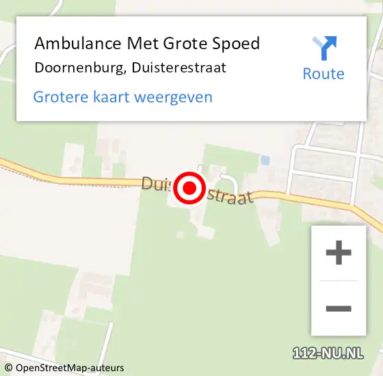 Locatie op kaart van de 112 melding: Ambulance Met Grote Spoed Naar Doornenburg, Duisterestraat op 10 april 2019 02:14