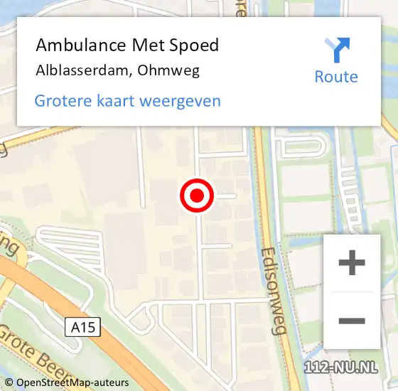 Locatie op kaart van de 112 melding: Ambulance Met Spoed Naar Alblasserdam, Ohmweg op 10 april 2019 08:29