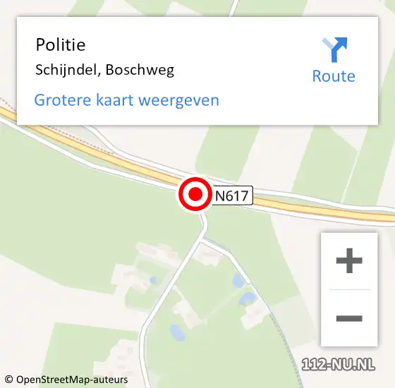 Locatie op kaart van de 112 melding: Politie Schijndel, Boschweg op 10 april 2019 09:03