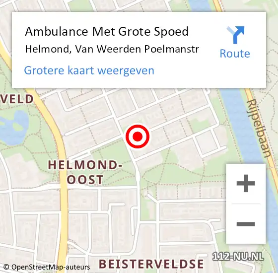 Locatie op kaart van de 112 melding: Ambulance Met Grote Spoed Naar Helmond, Van Weerden Poelmanstr op 10 april 2019 10:21