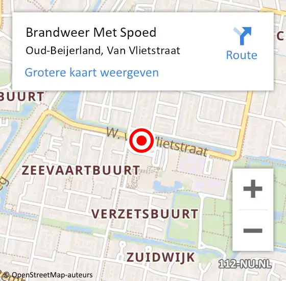 Locatie op kaart van de 112 melding: Brandweer Met Spoed Naar Oud-Beijerland, Van Vlietstraat op 10 april 2019 10:57