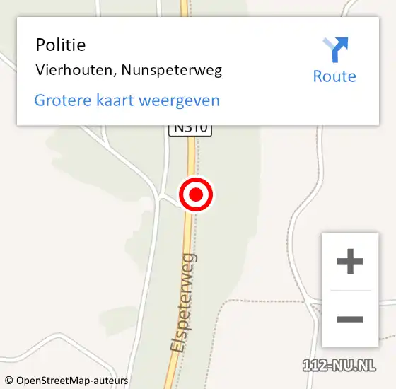Locatie op kaart van de 112 melding: Politie Vierhouten, Nunspeterweg op 10 april 2019 12:43