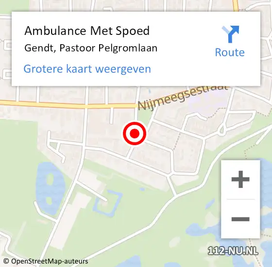Locatie op kaart van de 112 melding: Ambulance Met Spoed Naar Gendt, Pastoor Pelgromlaan op 10 april 2019 12:52