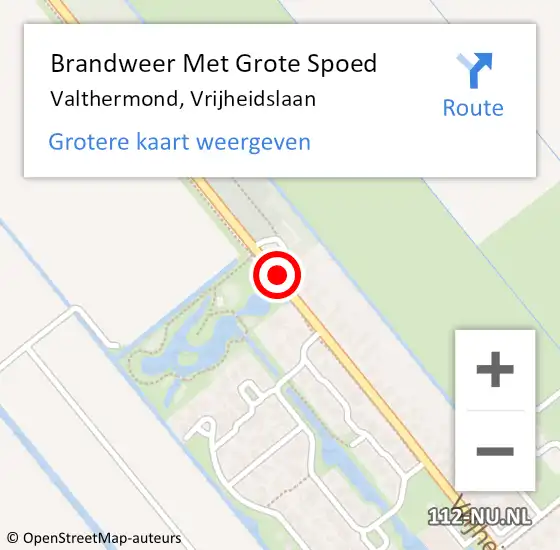 Locatie op kaart van de 112 melding: Brandweer Met Grote Spoed Naar Valthermond, Vrijheidslaan op 10 april 2019 14:14