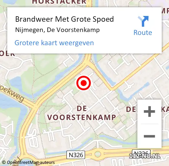 Locatie op kaart van de 112 melding: Brandweer Met Grote Spoed Naar Nijmegen, De Voorstenkamp op 10 april 2019 16:18