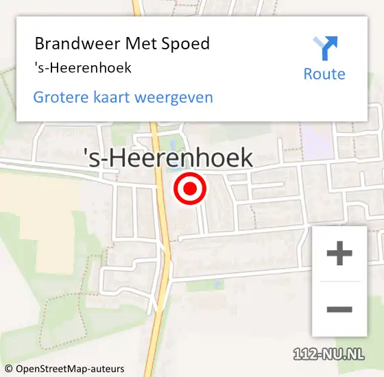 Locatie op kaart van de 112 melding: Brandweer Met Spoed Naar 's-Heerenhoek op 10 april 2019 17:38