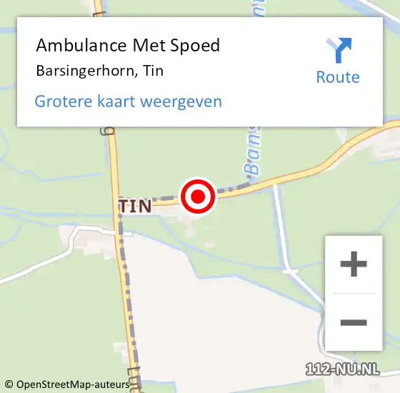 Locatie op kaart van de 112 melding: Ambulance Met Spoed Naar Barsingerhorn, Tin op 10 april 2019 18:10