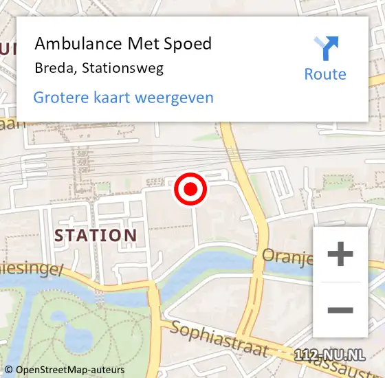 Locatie op kaart van de 112 melding: Ambulance Met Spoed Naar Prinsenbeek, Stationsweg op 10 april 2019 19:45