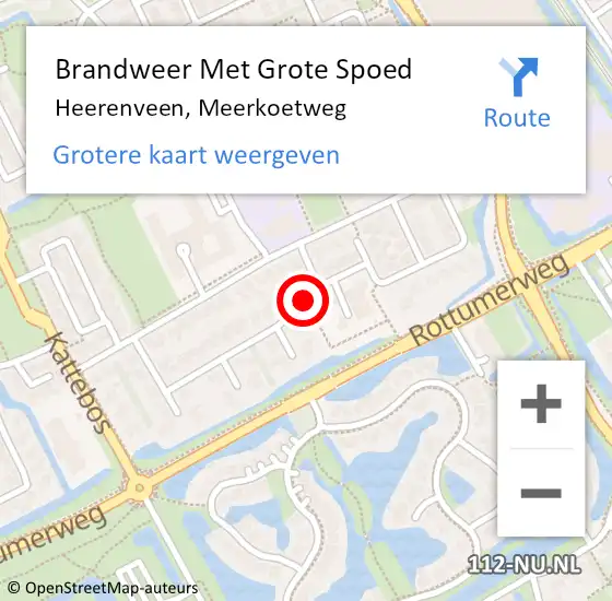 Locatie op kaart van de 112 melding: Brandweer Met Grote Spoed Naar Heerenveen, Meerkoetweg op 10 april 2019 20:58