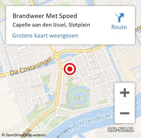 Locatie op kaart van de 112 melding: Brandweer Met Spoed Naar Capelle aan den IJssel, Slotplein op 10 april 2019 23:09