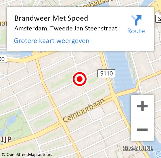 Locatie op kaart van de 112 melding: Brandweer Met Spoed Naar Amsterdam, Tweede Jan Steenstraat op 11 april 2019 02:52