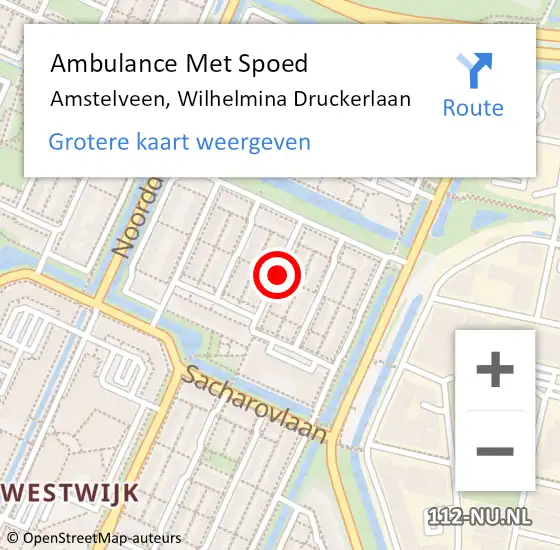 Locatie op kaart van de 112 melding: Ambulance Met Spoed Naar Amstelveen, Wilhelmina Druckerlaan op 11 april 2019 08:10